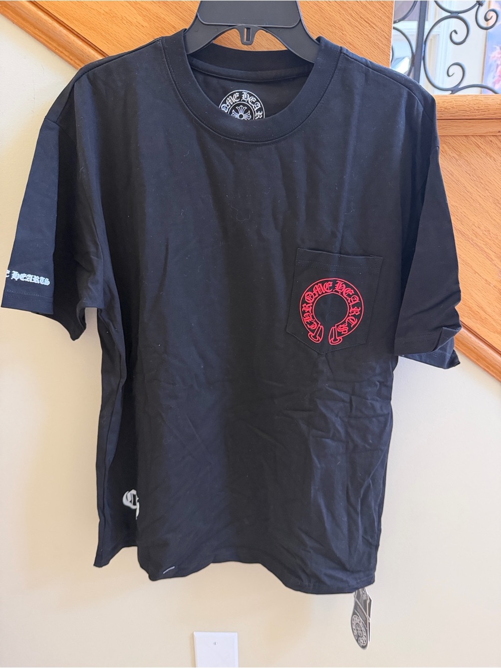 Chrome Hearts Men’s Black Pocket T-Shirt with Red Logo Sz XL New With Tags
